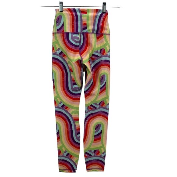 WILDFOX Women's 7/8 Legging High Waisted Soleil Stripes Athletic Rainbow XS NEW - Picture 6 of 11